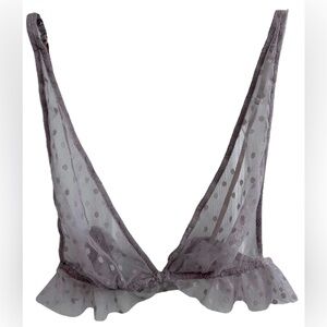 FREE PEOPLE Sheer Swiss Dot Adjustable Straps Bralette In Lavender Sz L ✨NWT✨